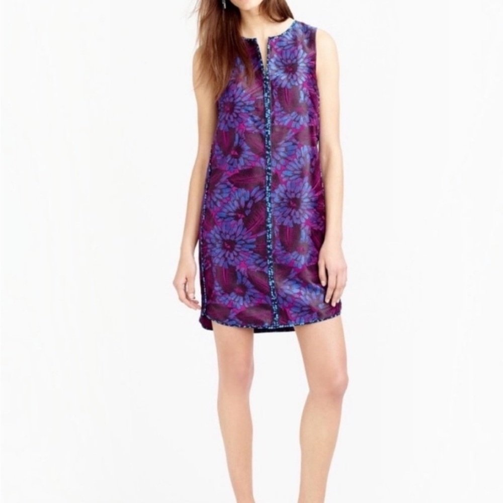NWT J Crew Midnight Floral Shift Dress Size 2